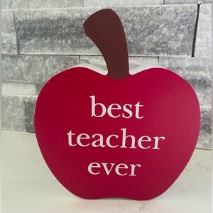 NWT “Best Teacher Ever” Wooden Apple